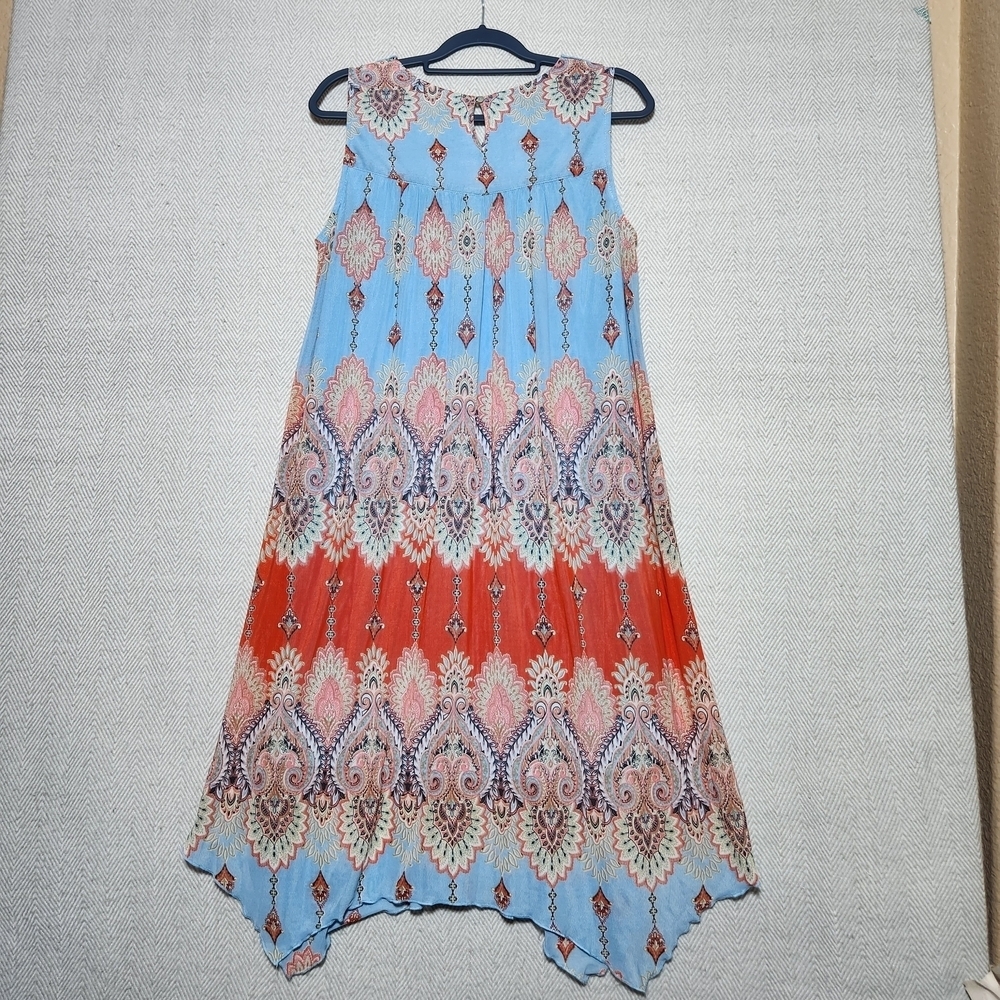 Studio JPR Sleeveless Crochet Top Blue Midi Dress Medium Lined - Picture 2 of 12